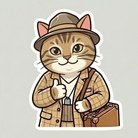 男はつらいよの寅さん風の猫のイラスト