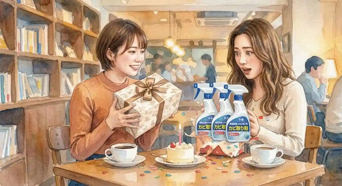 誕生日プレゼントに驚いたイメージのイラスト